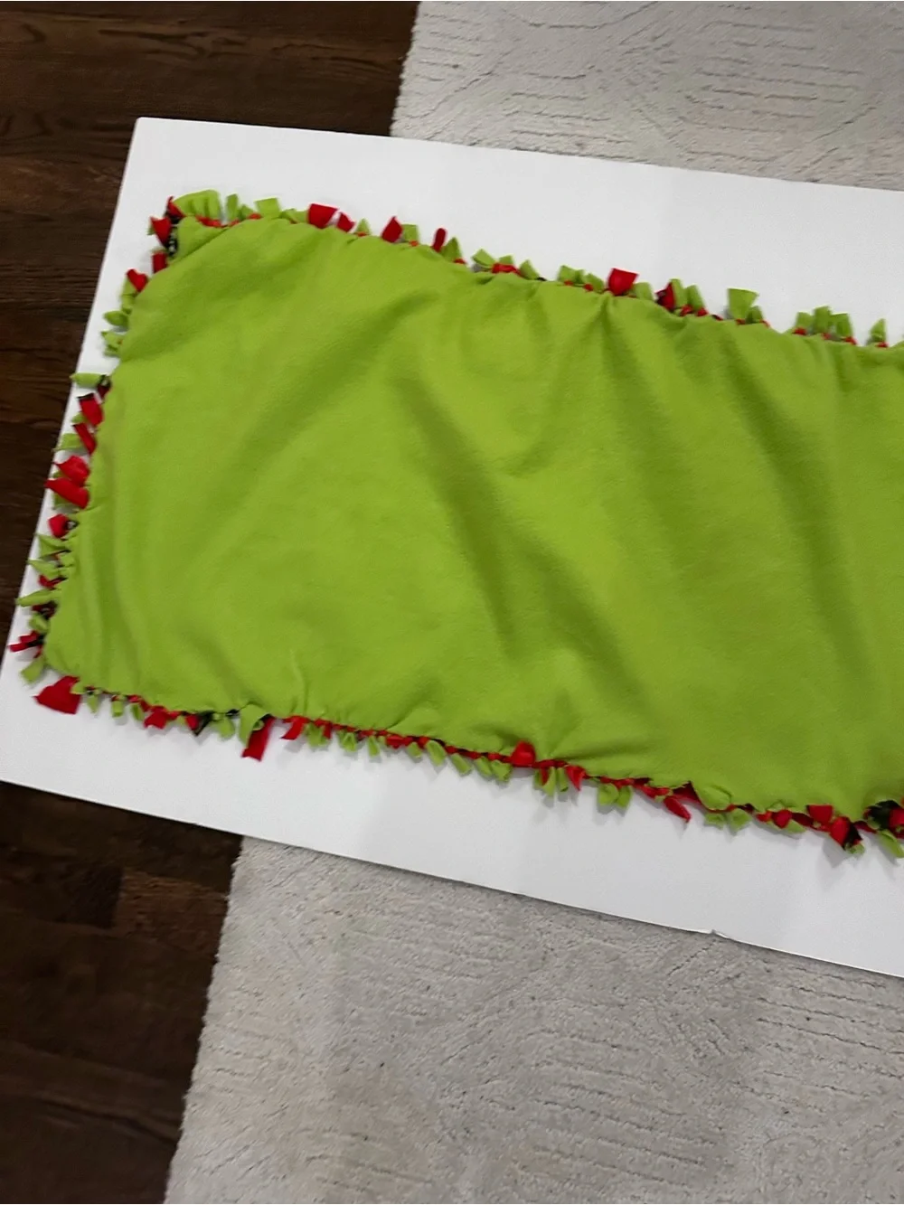 Kids Handmade The Grinch Red and Green Fleece Throw Blanket